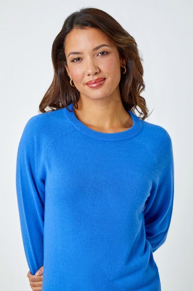 Roman Blue Plain Soft Crew Neck Jumper