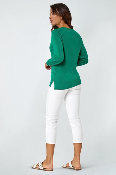 Roman Green Plain Soft Crew Neck Jumper