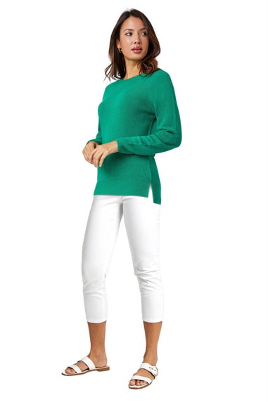 Roman Green Plain Soft Crew Neck Jumper