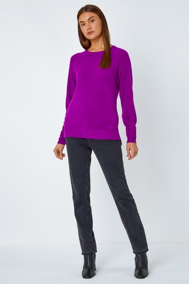 Roman Magenta Plain Soft Crew Neck Jumper