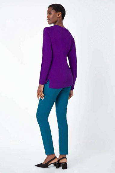 Roman Purple Plain Soft Crew Neck Jumper