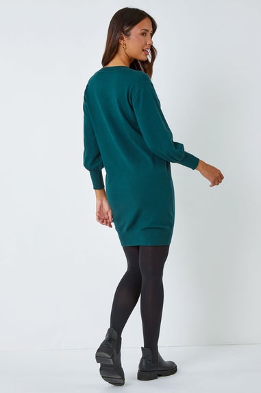 Roman Dark Green  Knitted Jumper Dress