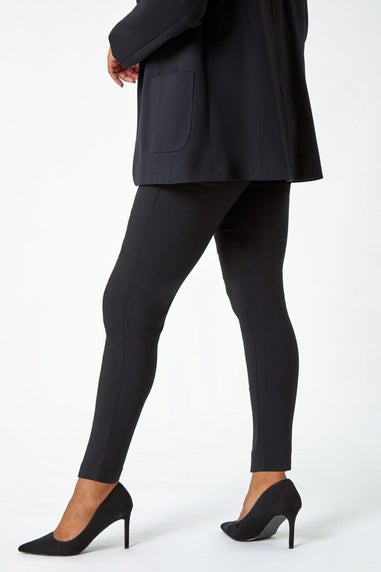 Roman Petite Black Mock Pocket Stretch Trouser