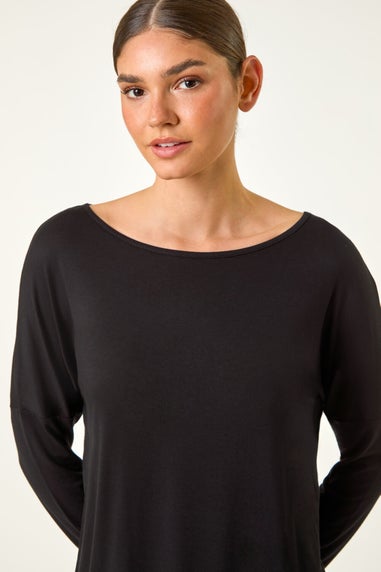 Roman Black Long Sleeve Stretch Top