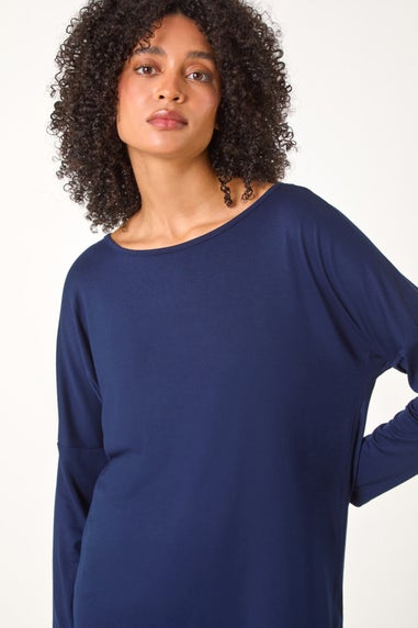 Roman Navy Long Sleeve Stretch Top