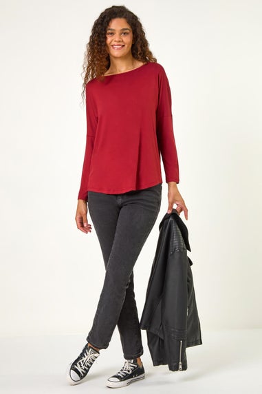 Roman Red Long Sleeve Stretch Top