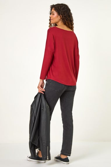 Roman Red Long Sleeve Stretch Top