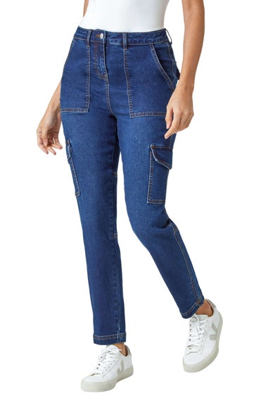 Roman Indigo Cotton Blend Cargo Stretch Jegging