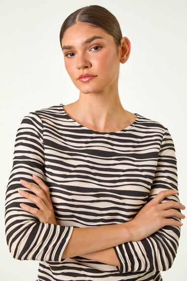 Roman Black Stretch Textured Stripe Top