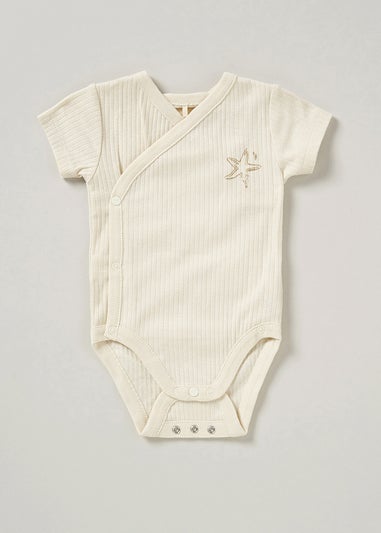 Homegrown Beige Under the Sea 3-Piece Bodysuit, Shorts and Reversible Bib Set