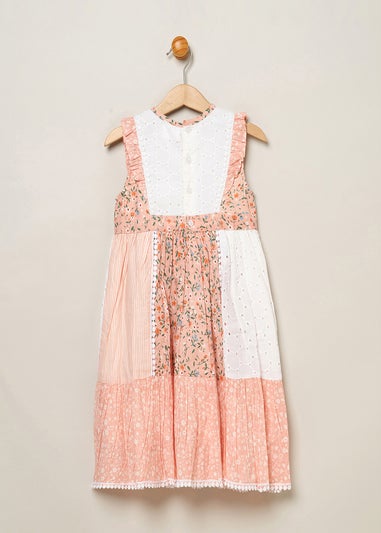 Miss Pink Patch Work Dress with Frill Sleeve