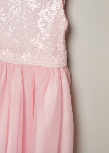 Miss Soft Pink Sequin Bow Tulle Dress