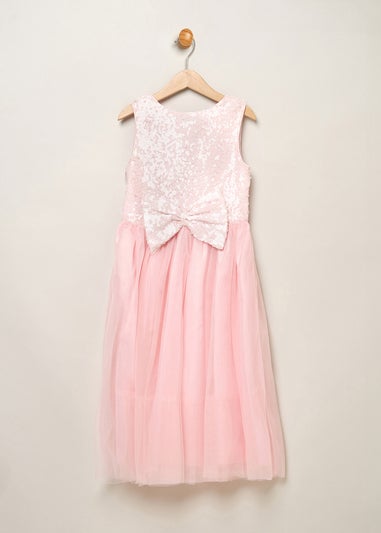 Miss Soft Pink Sequin Bow Tulle Dress