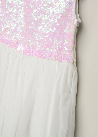 Miss Cream Sequin Bow Tulle Dress