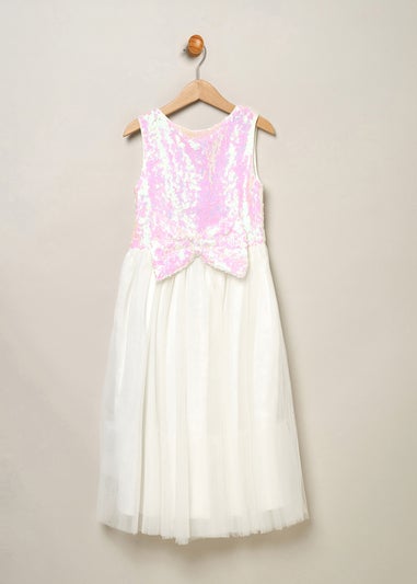 Miss Cream Sequin Bow Tulle Dress