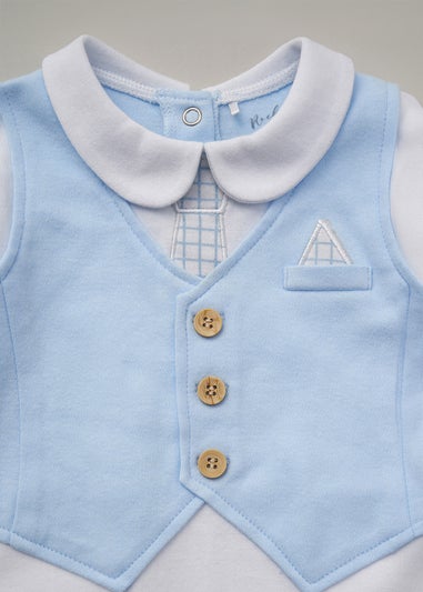 Rock a Bye Baby Blue Mock Waistcoat All in One