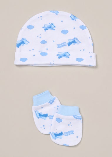 Rock a Bye Baby Blue Plane Print 5-Piece Hanging Gift Set