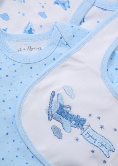 Rock a Bye Baby Blue Plane Print 5-Piece Hanging Gift Set