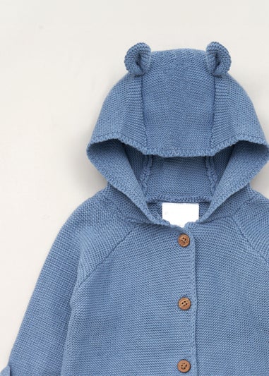 Rock a Bye Baby Blue Hooded Bear Cotton Knit Cardigan