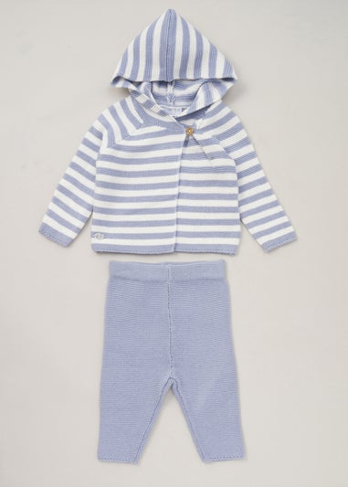 Rock a Bye Baby Light Blue Knit Cardigan and Trousers Outfit Set