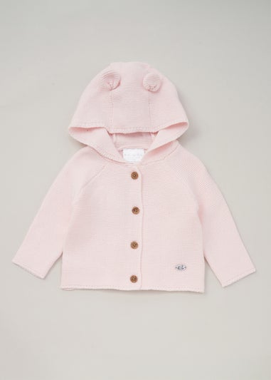 Rock a Bye Baby Pink Hooded Bear Cotton Knit Cardigan