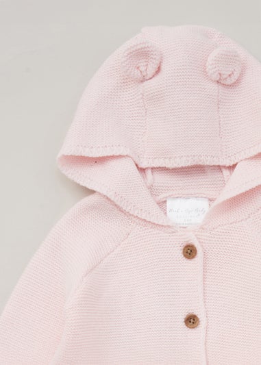 Rock a Bye Baby Pink Hooded Bear Cotton Knit Cardigan