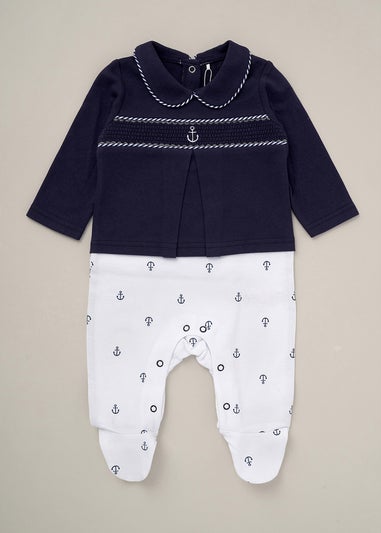 Rock a Bye Baby Navy Nautical Print All in One