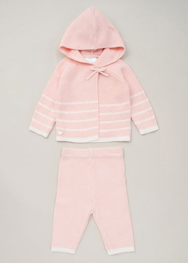 Rock a Bye Baby Soft Pink Knit Cardigan and Trousers Outfit Set