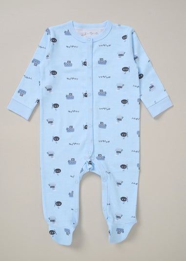 Rock a Bye Baby Light Blue Boat Print All in One Cotton 5-Piece Gift Set