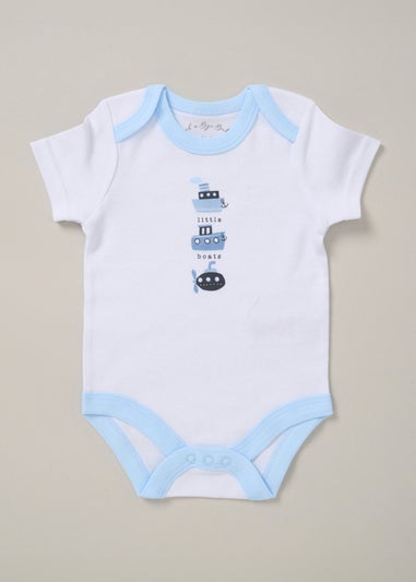 Rock a Bye Baby Light Blue Boat Print All in One Cotton 5-Piece Gift Set