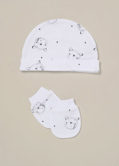 Rock a Bye Baby White Bear Print 5-Piece Hanging Gift Set