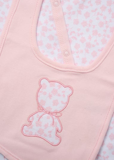 Rock a Bye Baby Pink  Floral Bear Print 5-Piece Hanging Gift Set