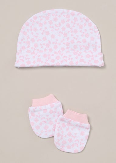 Rock a Bye Baby Pink  Floral Bear Print 5-Piece Hanging Gift Set