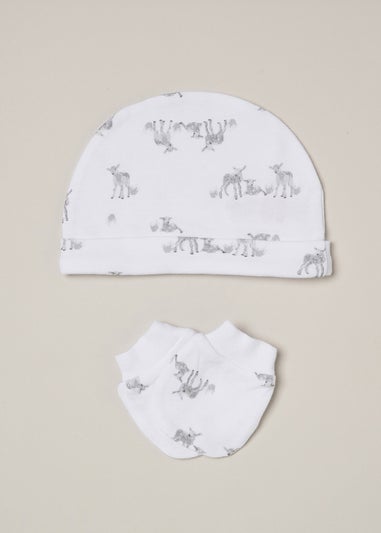 Rock a Bye Baby White Deer Print 5-Piece Hanging Gift Set