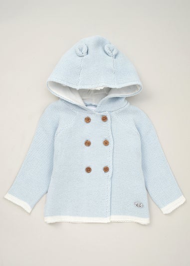 Rock a Bye Baby Light Blue Hooded Bear Cotton Knit Cardigan