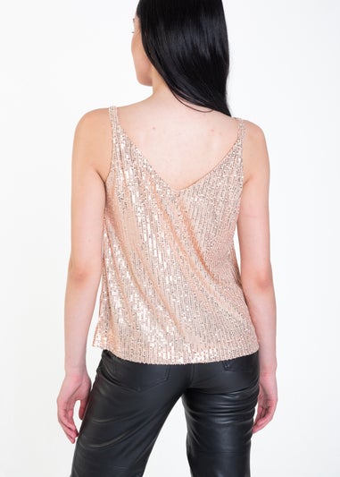 Gini London Champagne Sequin V Neck Cami Top