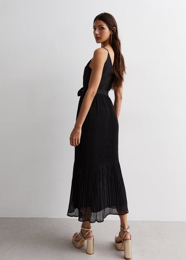 Gini London Black Cami Top Pleated Midi Dress