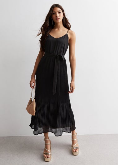 Gini London Black Cami Top Pleated Midi Dress