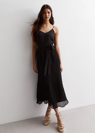 Gini London Black Cami Top Pleated Midi Dress