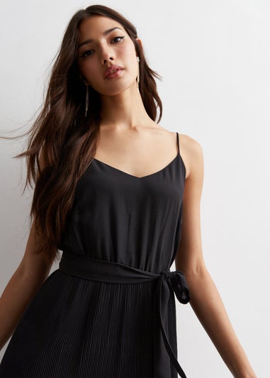 Gini London Black Cami Top Pleated Midi Dress