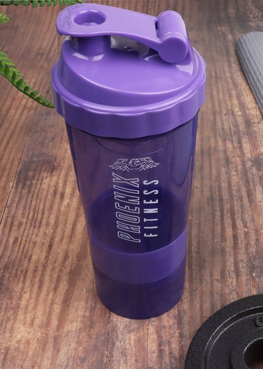 Phoenix Fitness Purple Compartment Shaker Bottle