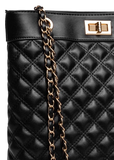 Raffaella Black Quilted Tote Shoulder Bag