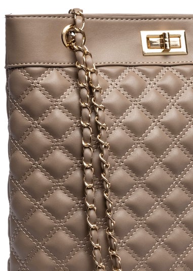 Raffaella Taupe Quilted Tote Shoulder Bag