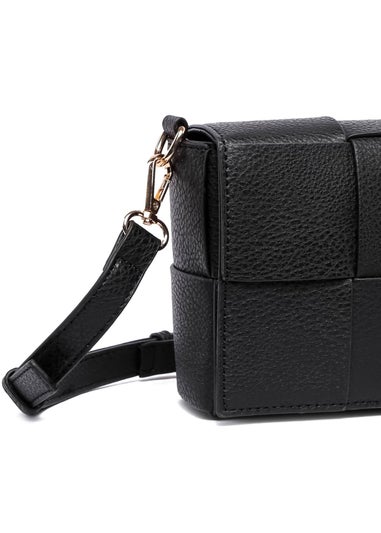 Raffaella Black Woven Cross Body Bag