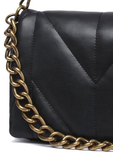 Raffaella Black Chain Front Cross Body Bag