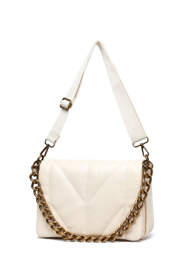 Raffaella Cream Chain Front Cross Body Bag