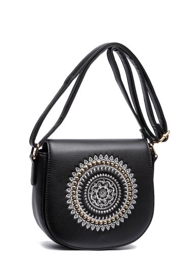 Raffaella Black Embroidery Saddle Bag