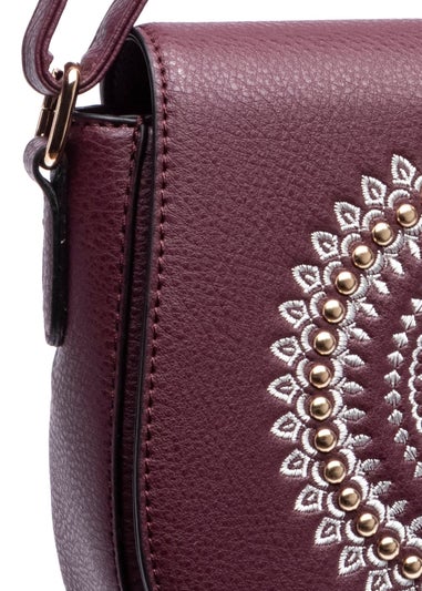 Raffaella Wine Embroidery Saddle Bag