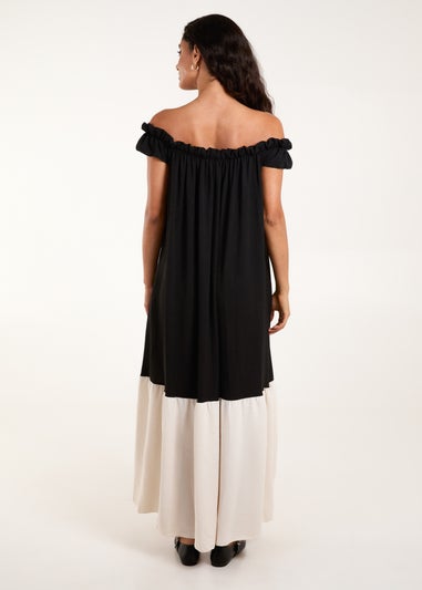 Blue Vanilla Black Bardot Off Shoulder Maxi Dress