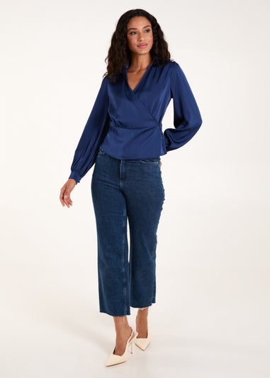 Blue Vanilla Navy Wrap Shirt Top